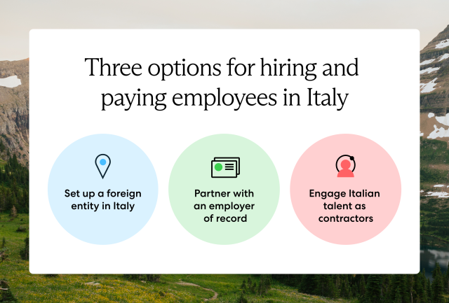 Global employers hiring employees in Italy can set up a local entity, partner with an EOR, or engage Italian contractors.