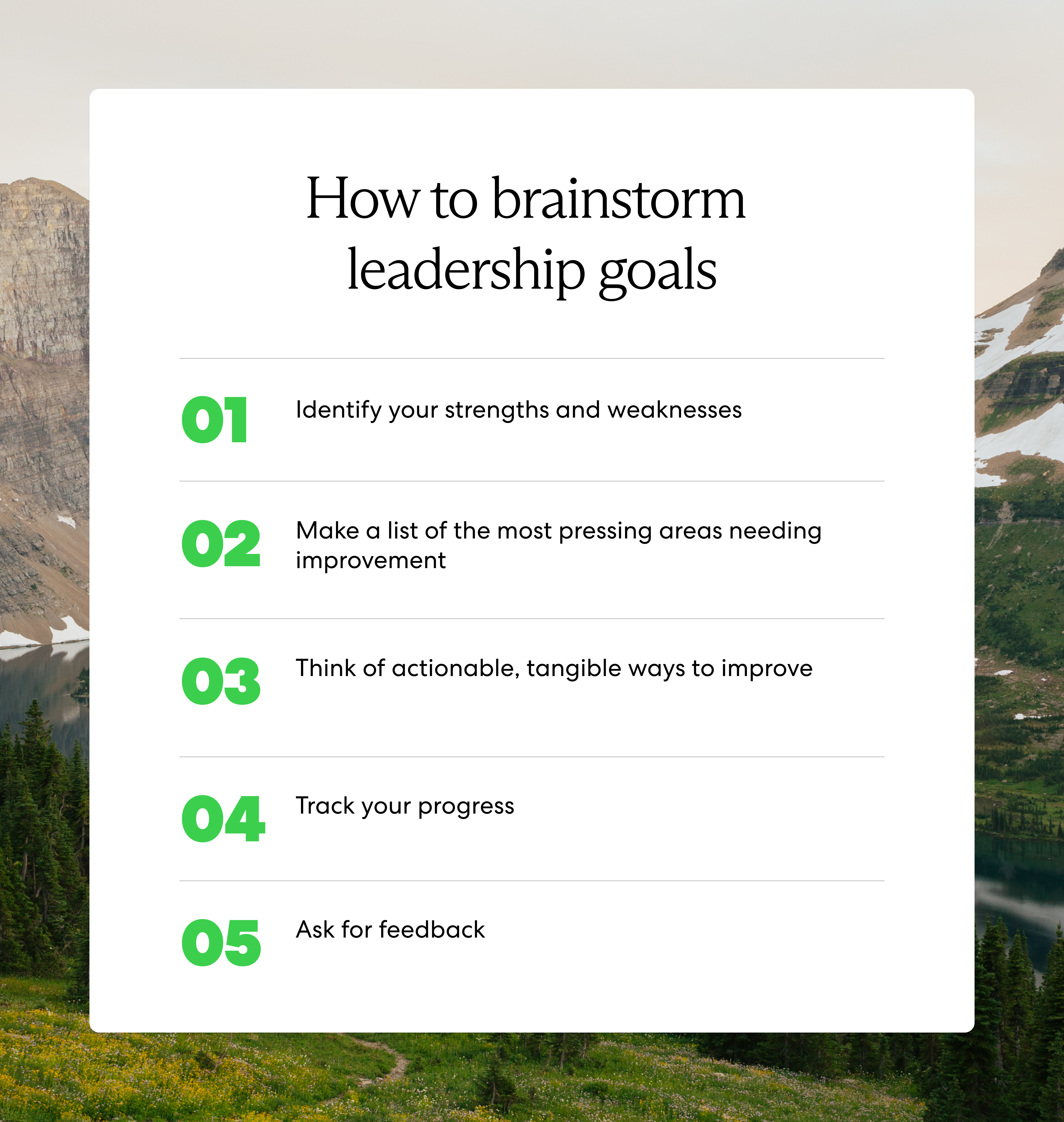 Graphic illustrating how to brainstorm leadership goals