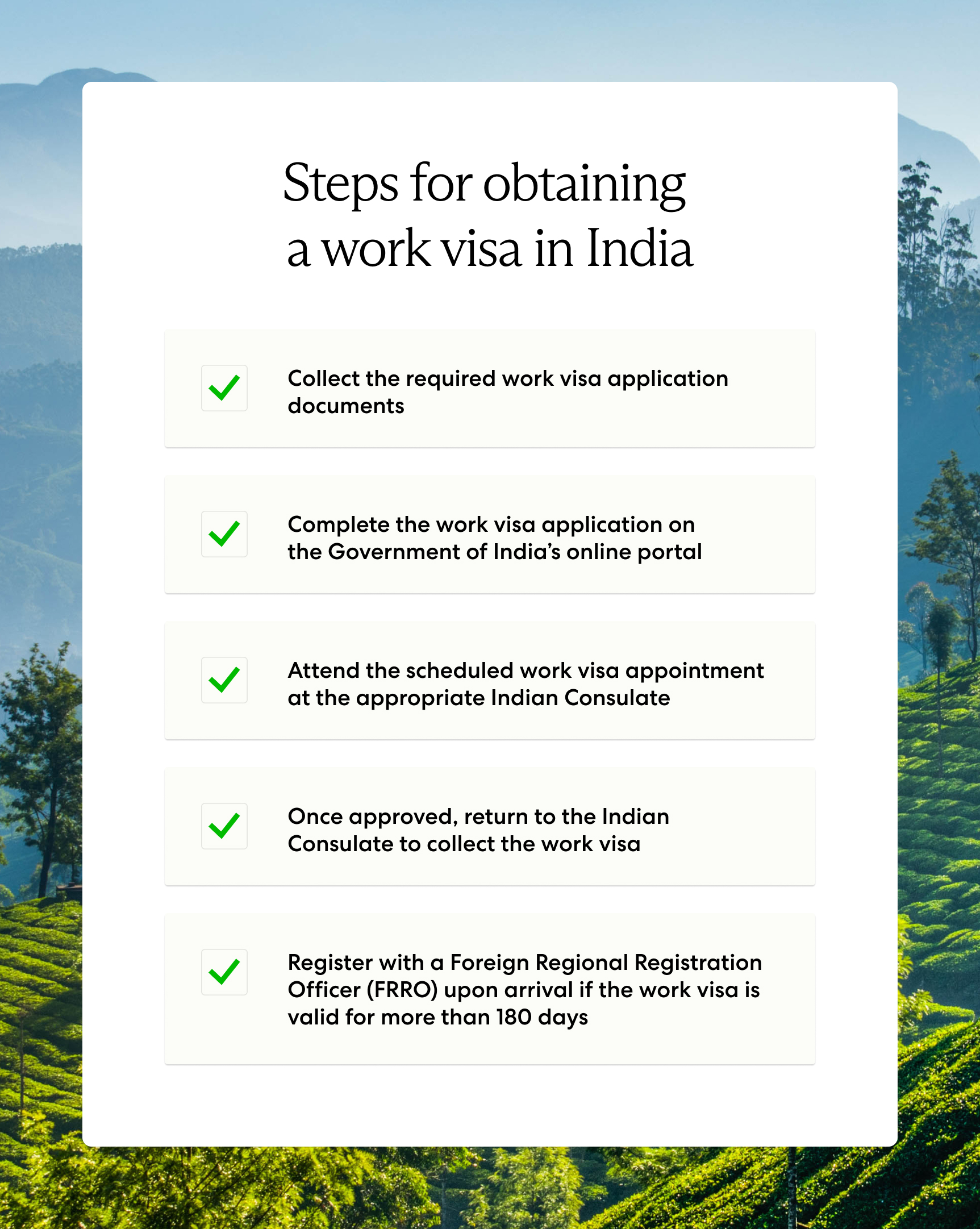 Steps for how to obtain legal work authorization in India