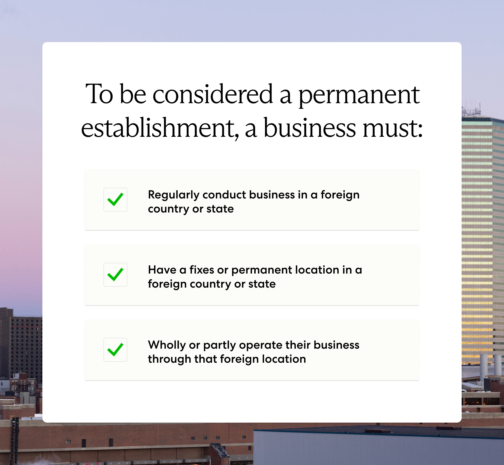 Graphic illustrating how a business can be considered a permanent establishment