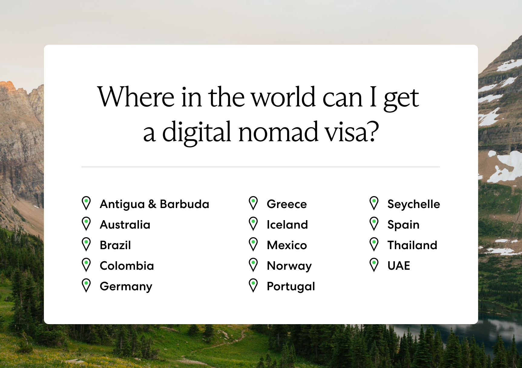 List of countries that allow digital nomad visas.
