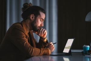 Man working on his laptop 