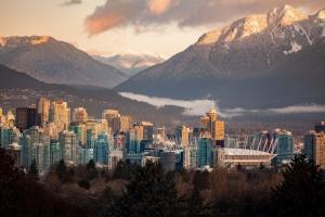 North Shore Mountains overlooking the city of Vancouver in British Columbia, Canada