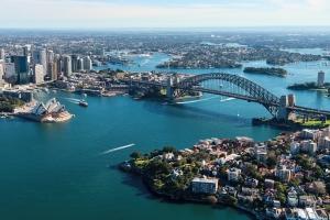 Aerial view of the Sydney Harbour Bridge in Sydney, Australia