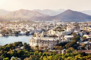 The Aravelli Hills overlooking the city of Udaipur in Rajasthan, India