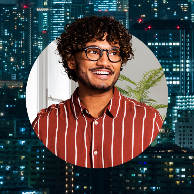 man with city background