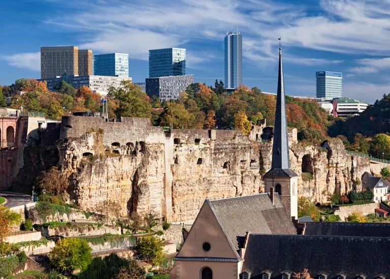 Luxembourg ancient town with skyline in background