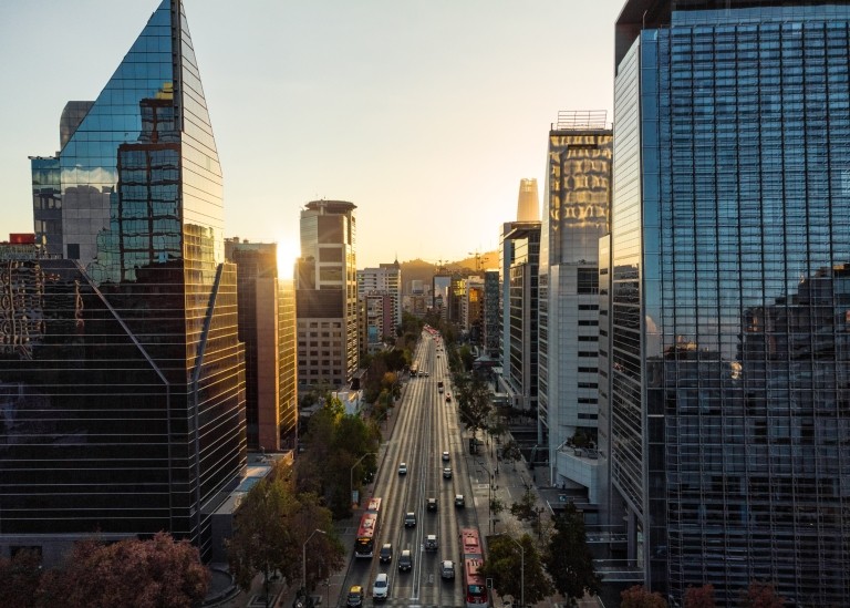 Skyscrapers in Santiago, Chile. 