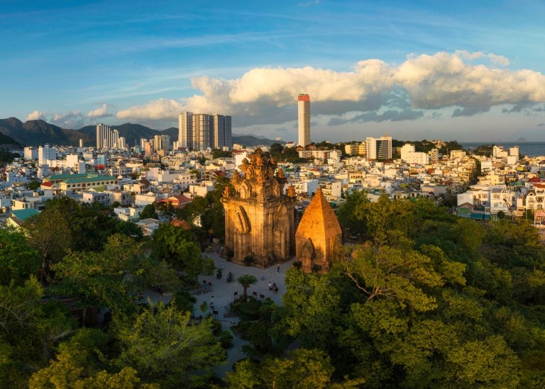 Aerial view of Ponager Temple in Nha Trang, Vietnam