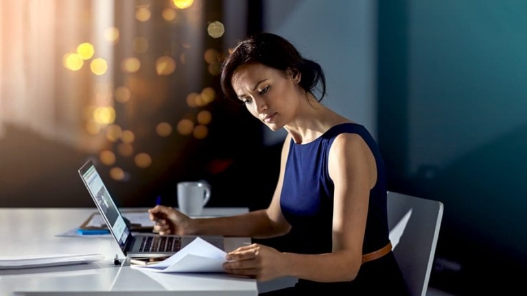 A woman working at a desk