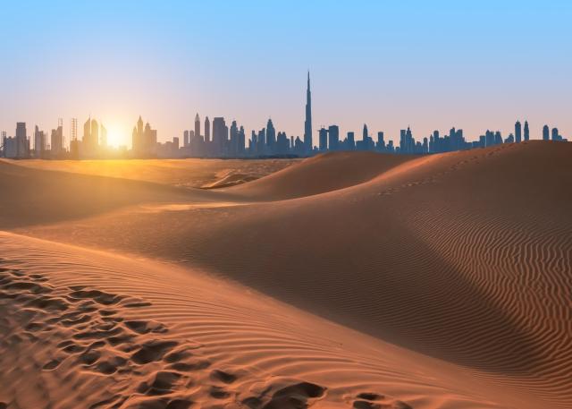 View of Dubai from the desert