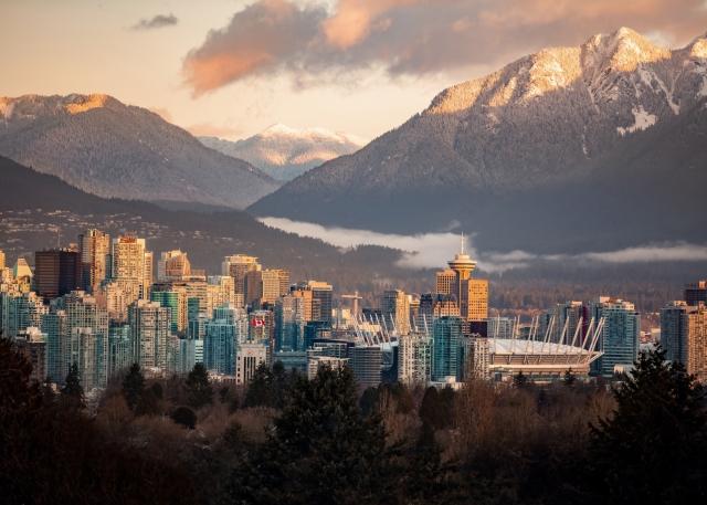 North Shore Mountains overlooking the city of Vancouver in British Columbia, Canada