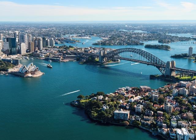 Aerial view of the Sydney Harbour Bridge in Sydney, Australia