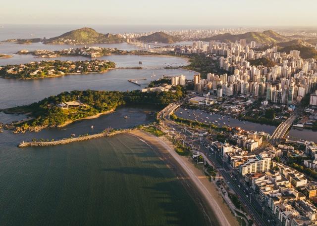 Aerial view of the beaches of Vitória in Espírito Santo, Brazil