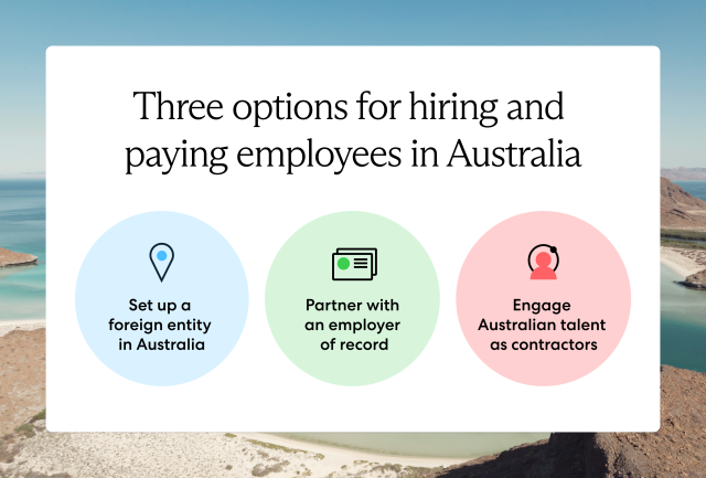 Global employers hiring employees in Australia can set up a local entity, partner with an EOR, or engage Australian contractors.